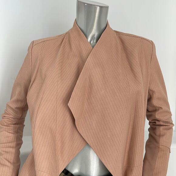 G.I.L.I Cropped Open Front Leather Jacket Pink Size 4 - Picture 8 of 14